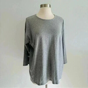New NWOT Eileen Fisher Ribbed Knit Grey Crew Neck Box Top M $148.00